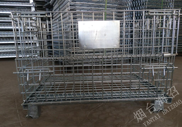 重型折叠式仓储笼铁框子车间收纳笼移动钢制蝴